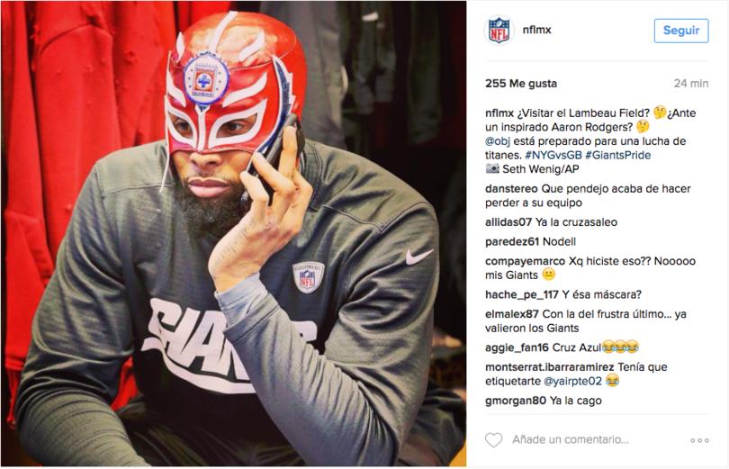 La cuenta de NFL México subió una foto en la que se aprecia al receptor con una peculiar máscara La cuenta de NFL México subió una foto en la que se aprecia al receptor con una peculiar máscara